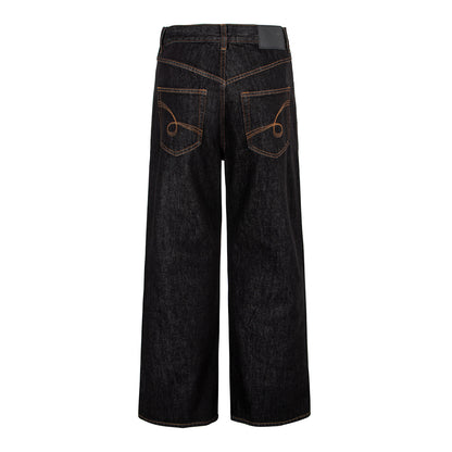 Woman wearing Retro Denim Pants in a casual setting