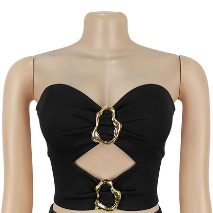 Strapless Lace Trim Top and Bodycon Skirt Set | Tajstylo