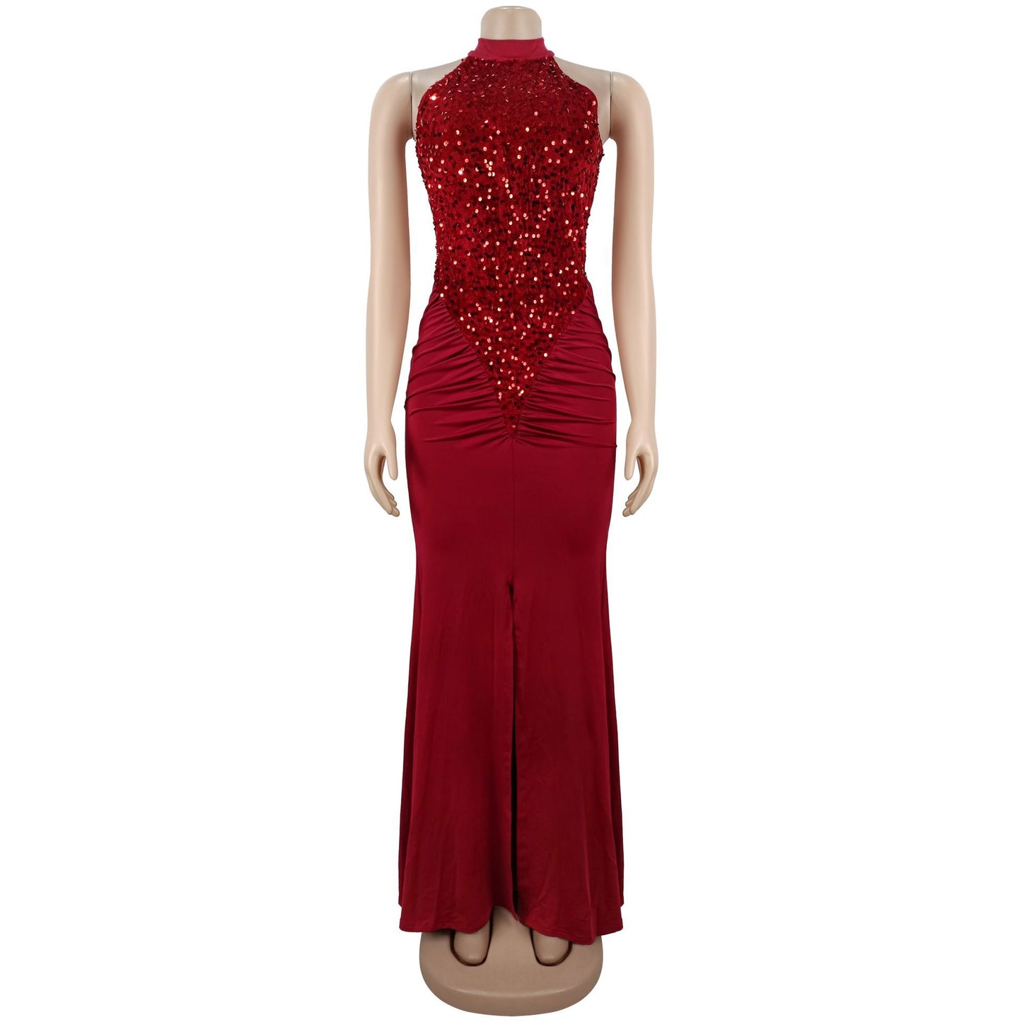 Fitted Sequin Velvet Split Dress | Tajstylo