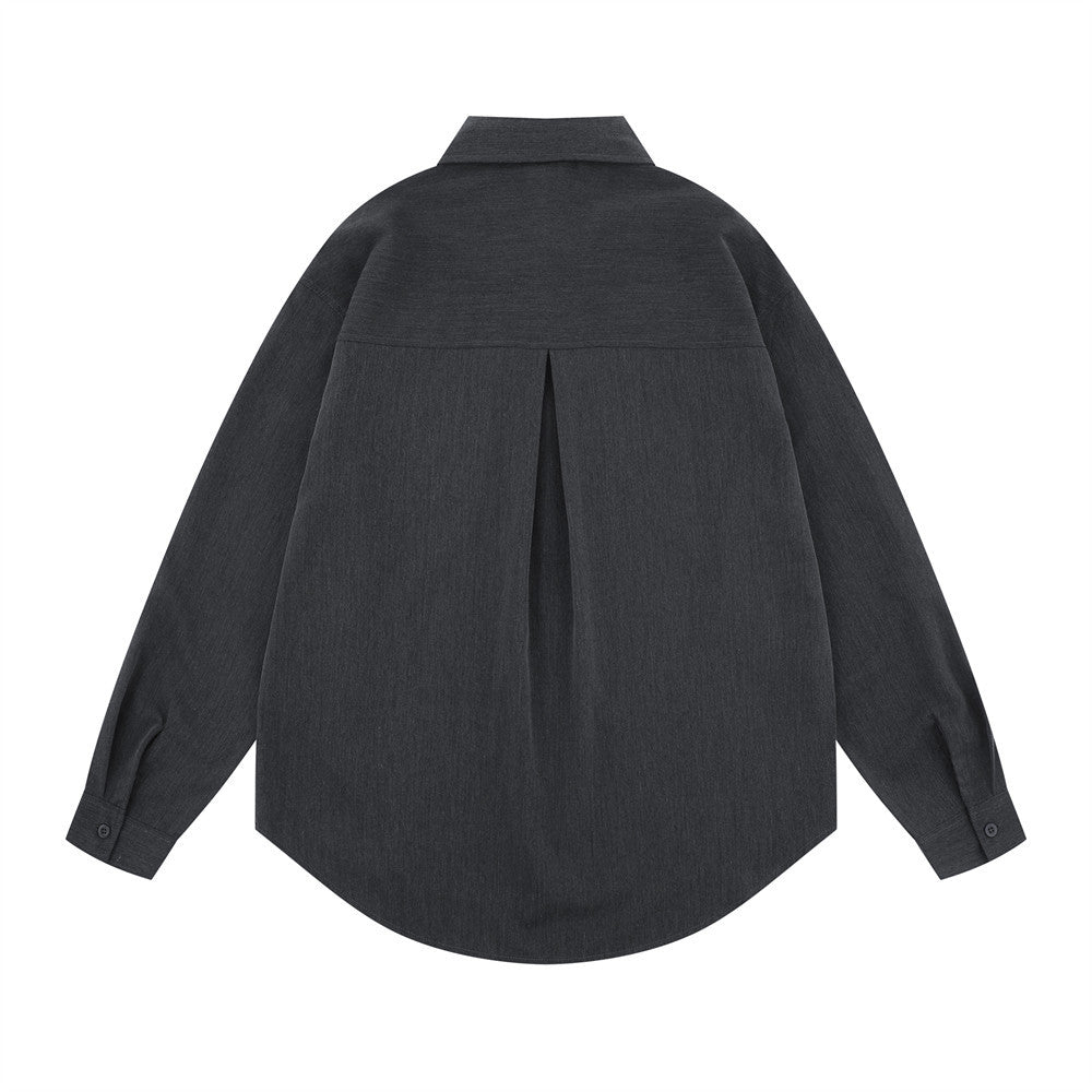Woman wearing Loose Fit Cotton Blend Flip Collar Shirt in a casual setting