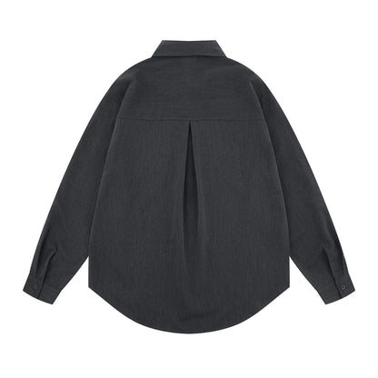 Woman wearing Loose Fit Cotton Blend Flip Collar Shirt in a casual setting
