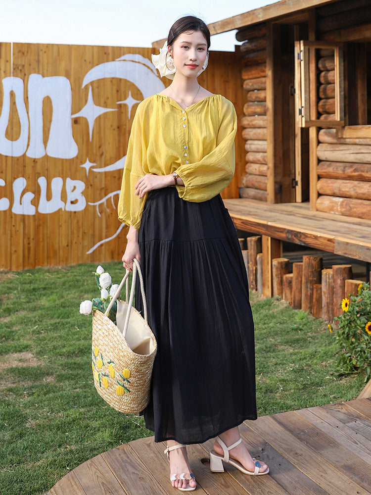 Belt Double Pocket Skirt | Tajstylo