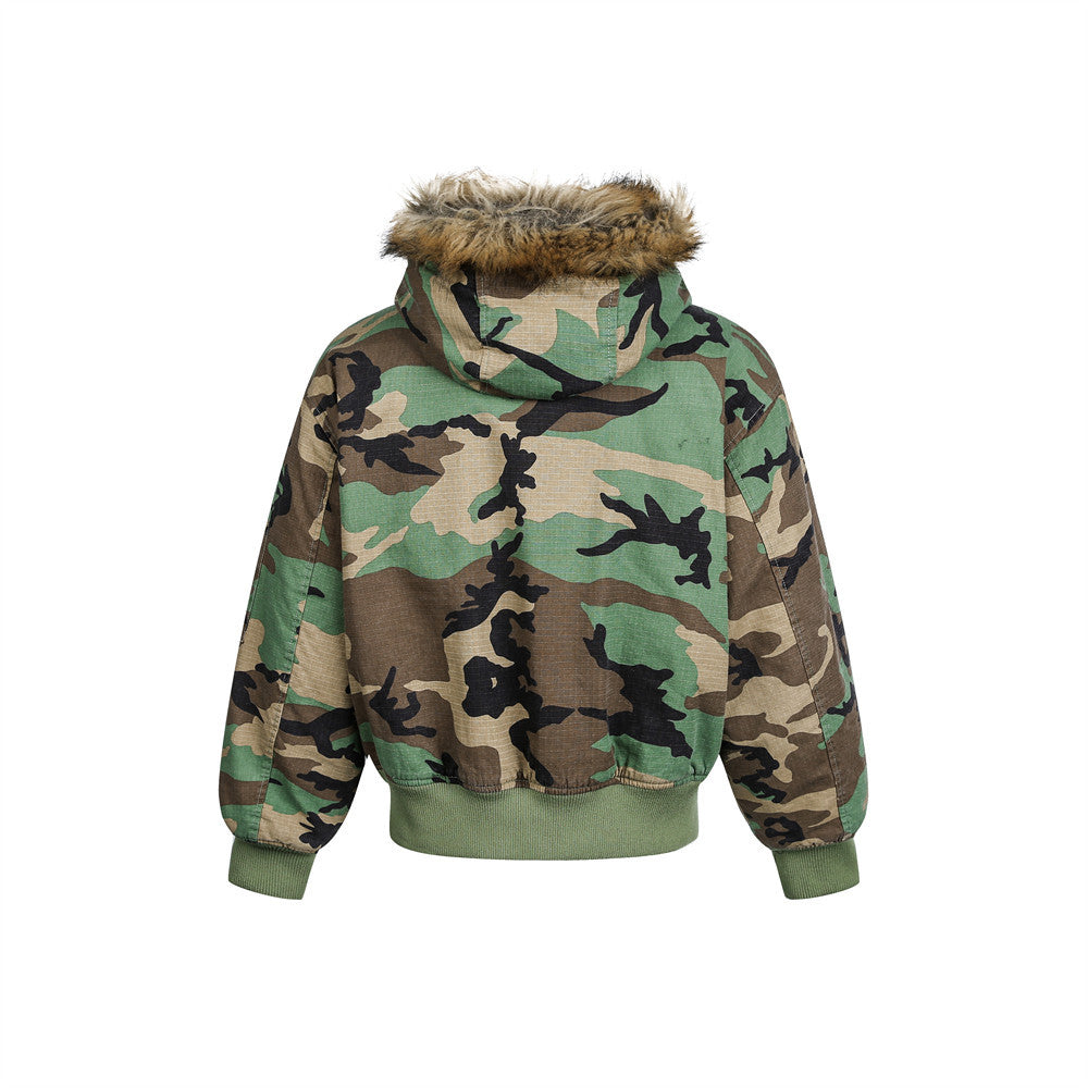 Camouflage Hooded Cotton Jacket | Tajstylo