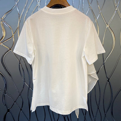 Patchwork Ruffle T-Shirt | Tajstylo