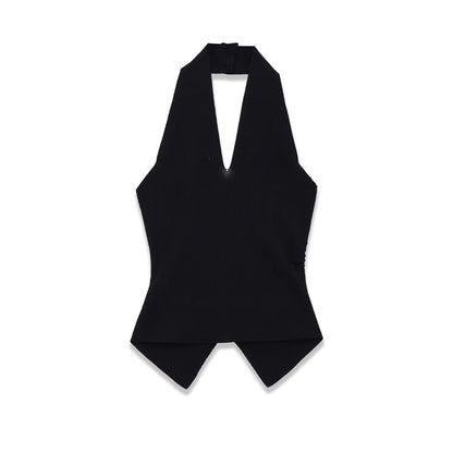 Spicy Girl Pleated Knit Halter Top | Tajstylo