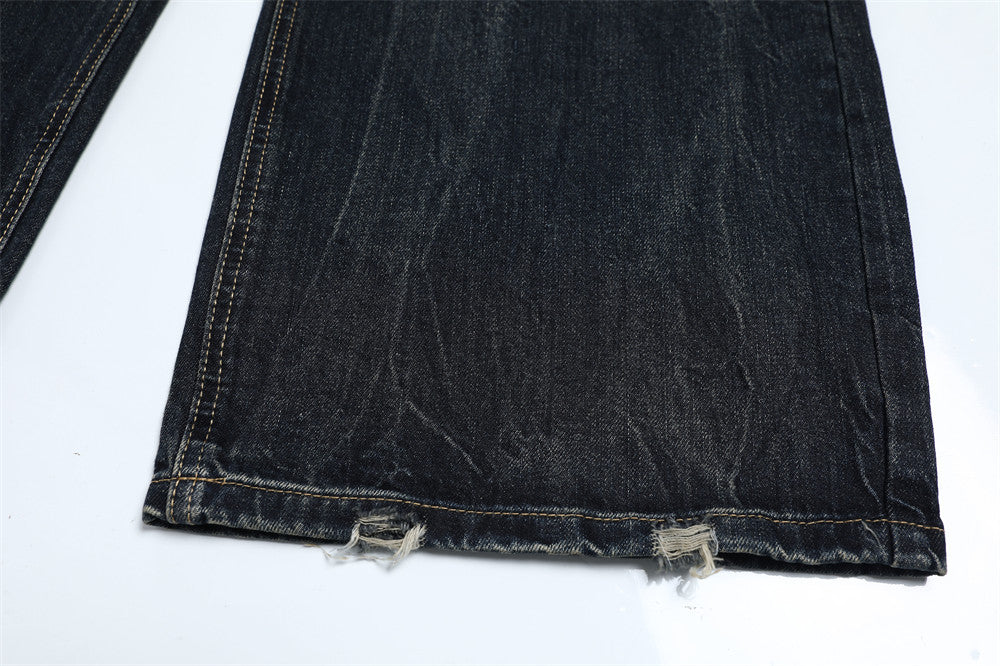 Black Denim Straight Leg Jeans | Tajstylo
