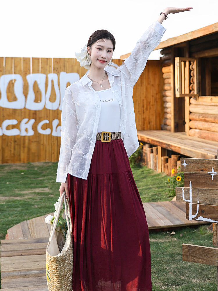 Belt Double Pocket Skirt | Tajstylo