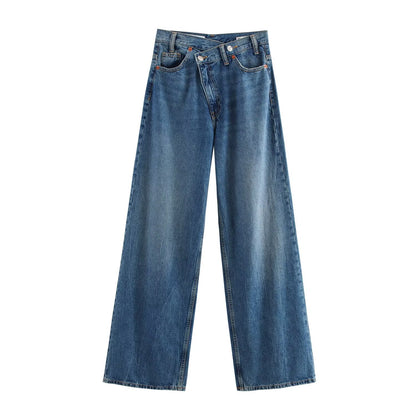 High Waist Wide Leg Denim Jeans | Tajstylo