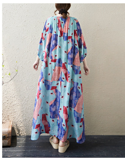 Multi-Color Printed Loose Dress | Tajstylo
