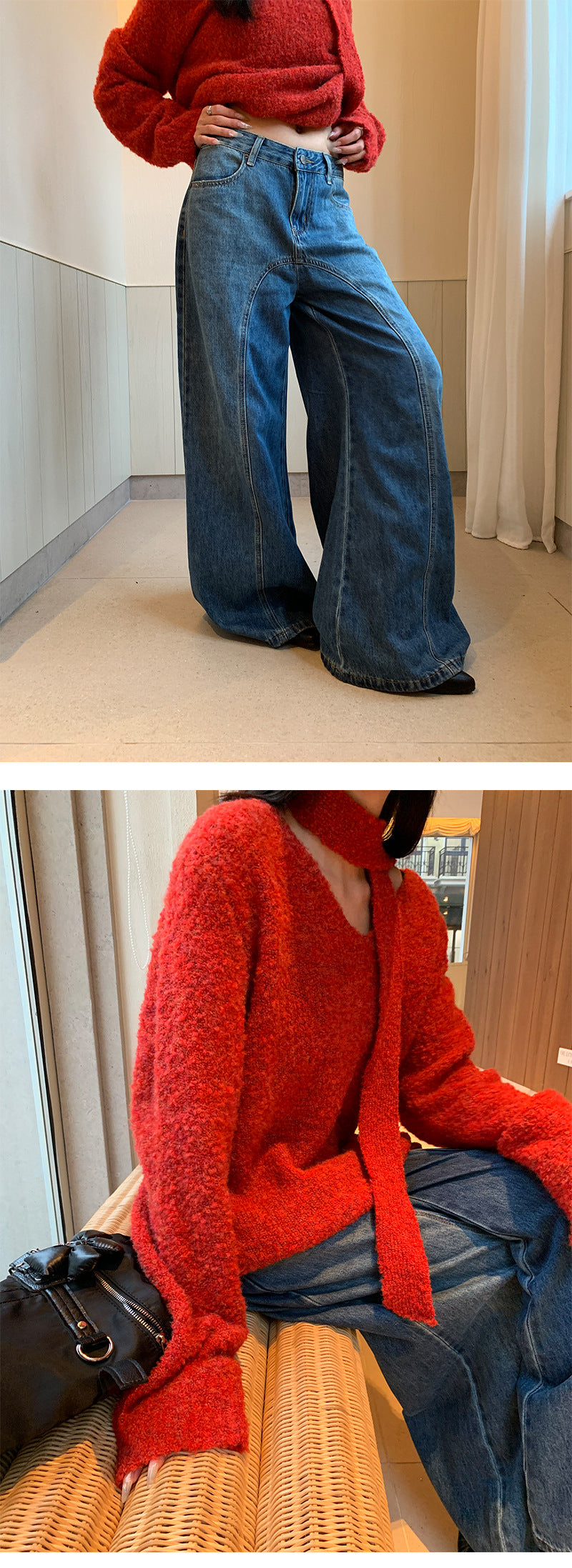 Retro Wide Leg Denim Pants | Tajstylo