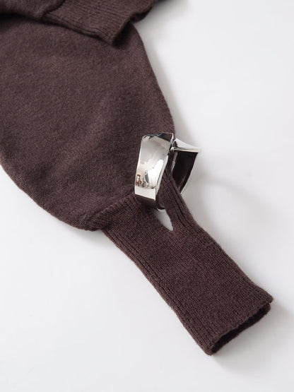 Asymmetric Bracelet Knit Sweater | Tajstylo