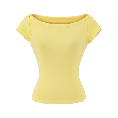 Woman wearing Elegant Short Sleeve Top in a stylish setting