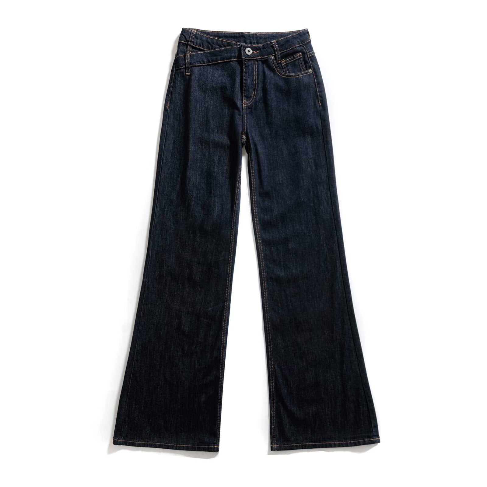 Woman wearing Classic Versatile Denim Flared Pants in a casual setting