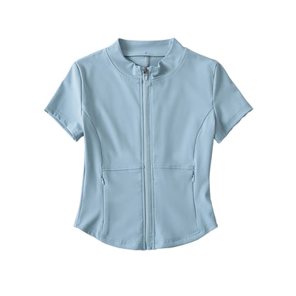 Woman wearing Zipper Short Top in a casual setting
