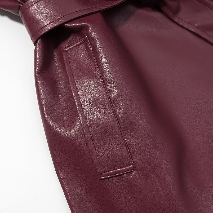 Long Lace Up Leather Jacket | Tajstylo