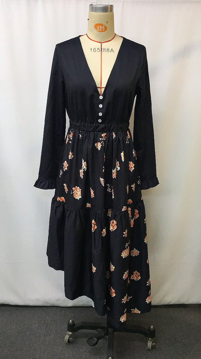 Bohemian Floral Print Midi Dress | Tajstylo
