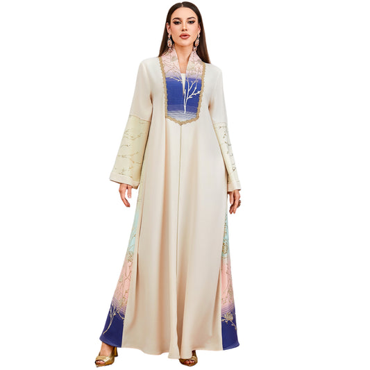 Plant and Flower Loose Ethnic Style Dress | Tajstylo