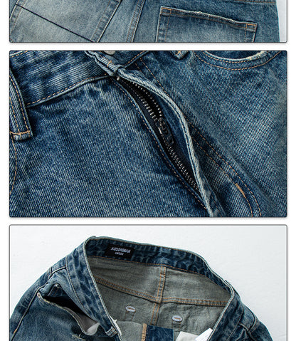 Washed Vintage Patchwork Denim Jeans | Tajstylo