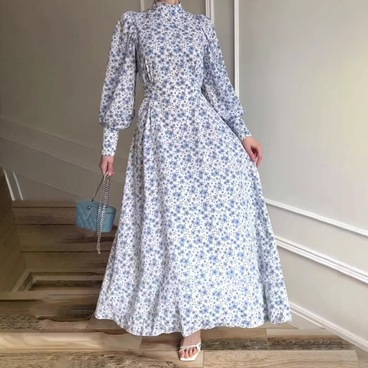 Floral Tie-Detail Long Sleeve Dress | Tajstylo