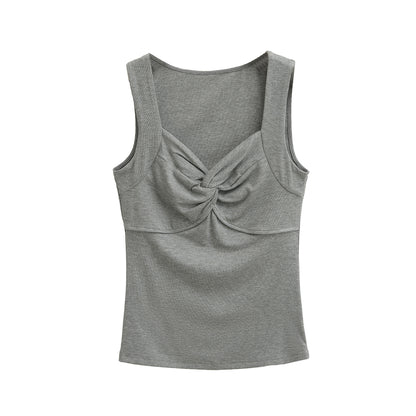 Woman wearing Knot Camisole Vest in a sunny outdoor setting