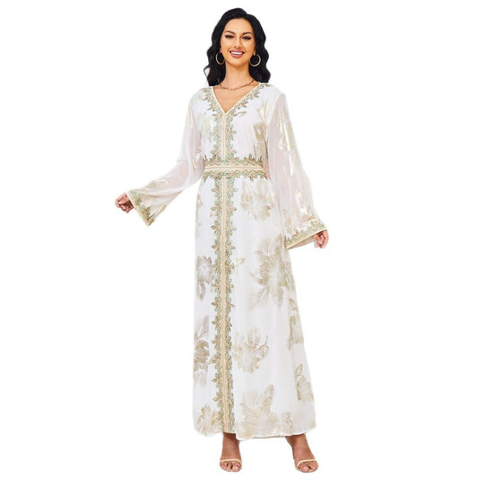 V-Neck Long Sleeved Dress | Tajstylo
