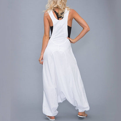 Wide Leg Harem Jumpsuit with Pockets | Tajstylo