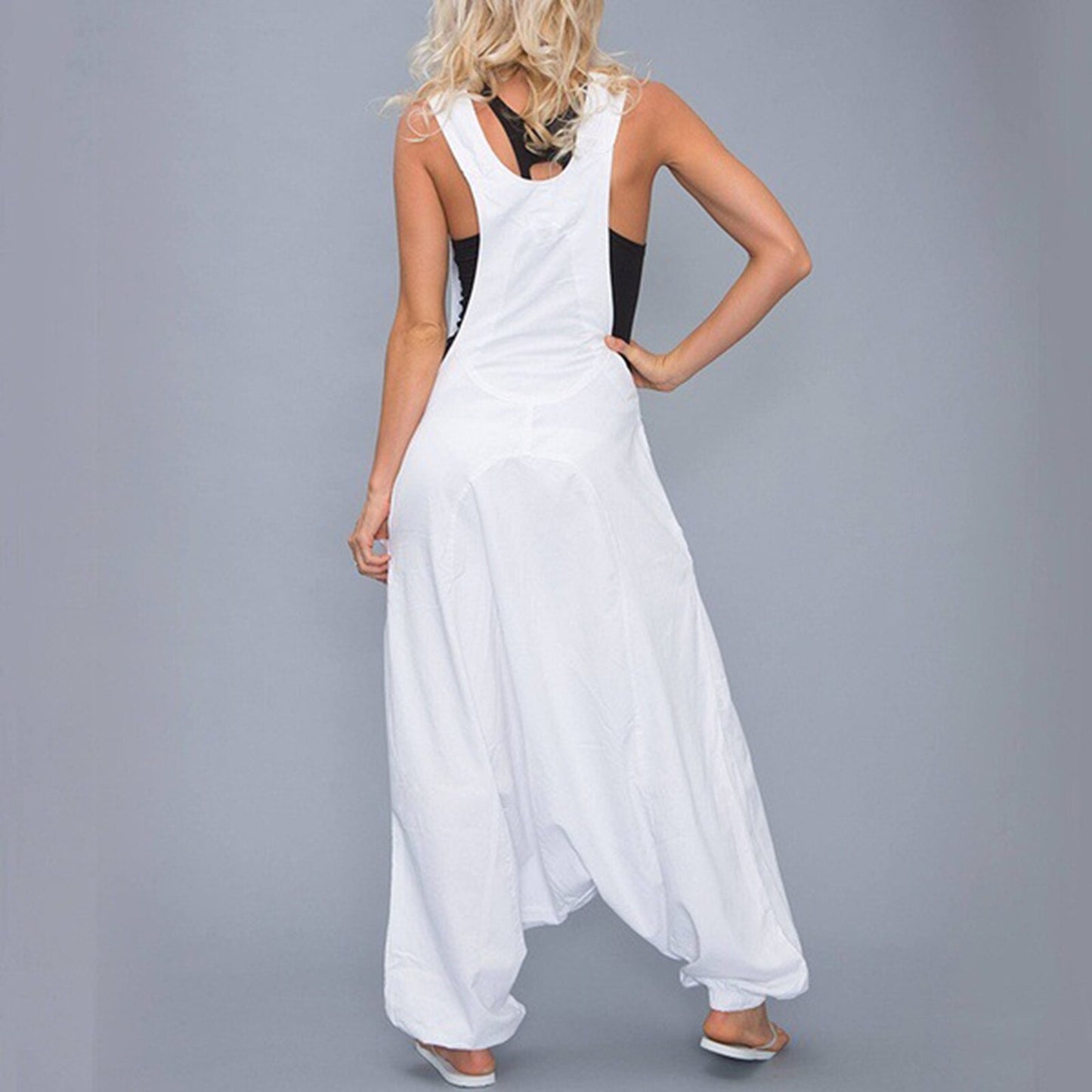 Wide Leg Harem Jumpsuit with Pockets | Tajstylo