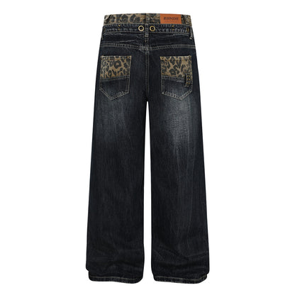 Woman wearing Black Denim Straight Leg Jeans in an urban setting