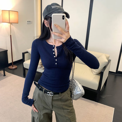 Woman wearing Long Sleeve Knit Top for Women in a casual setting