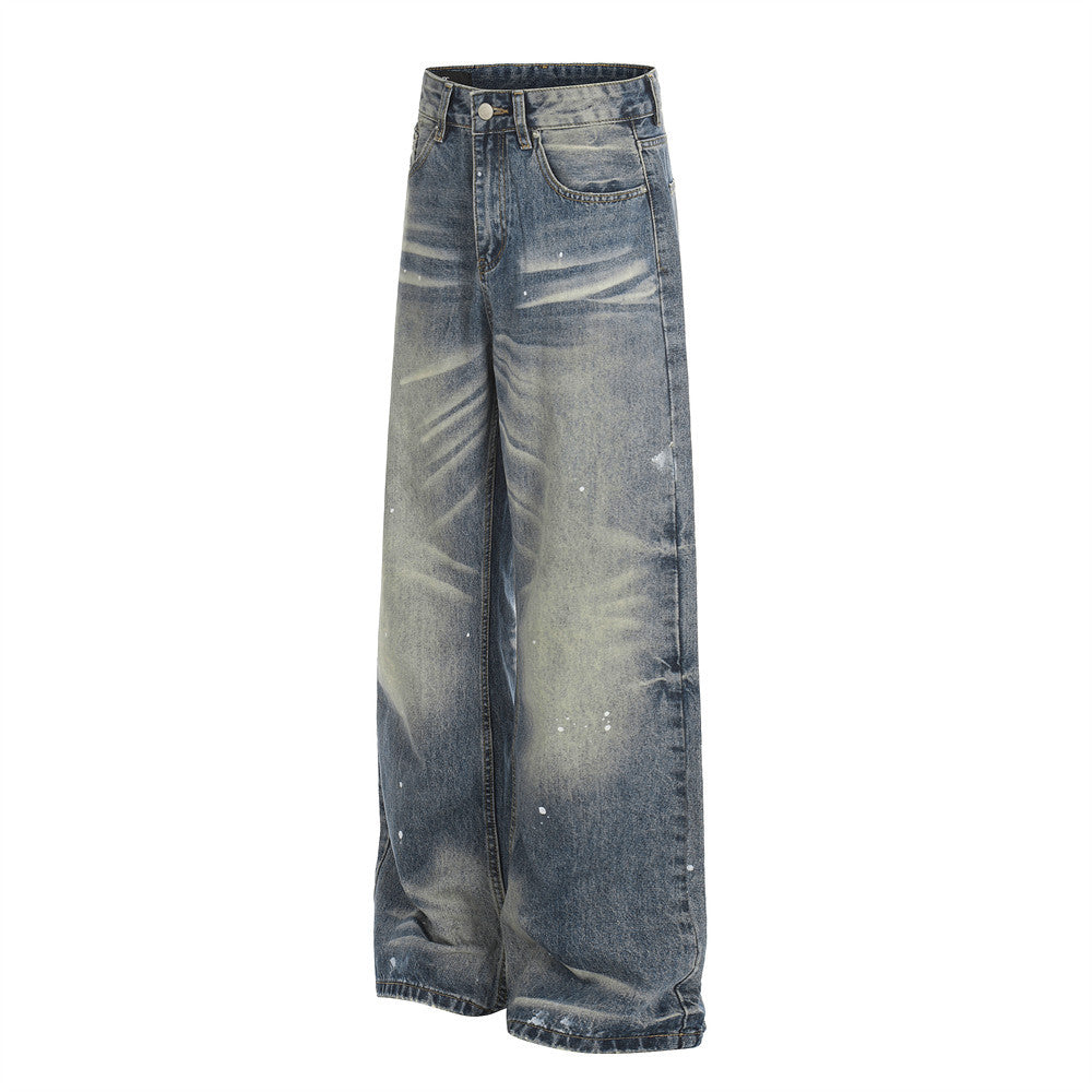 Woman wearing White Washed Denim Straight Leg Pants in a casual setting