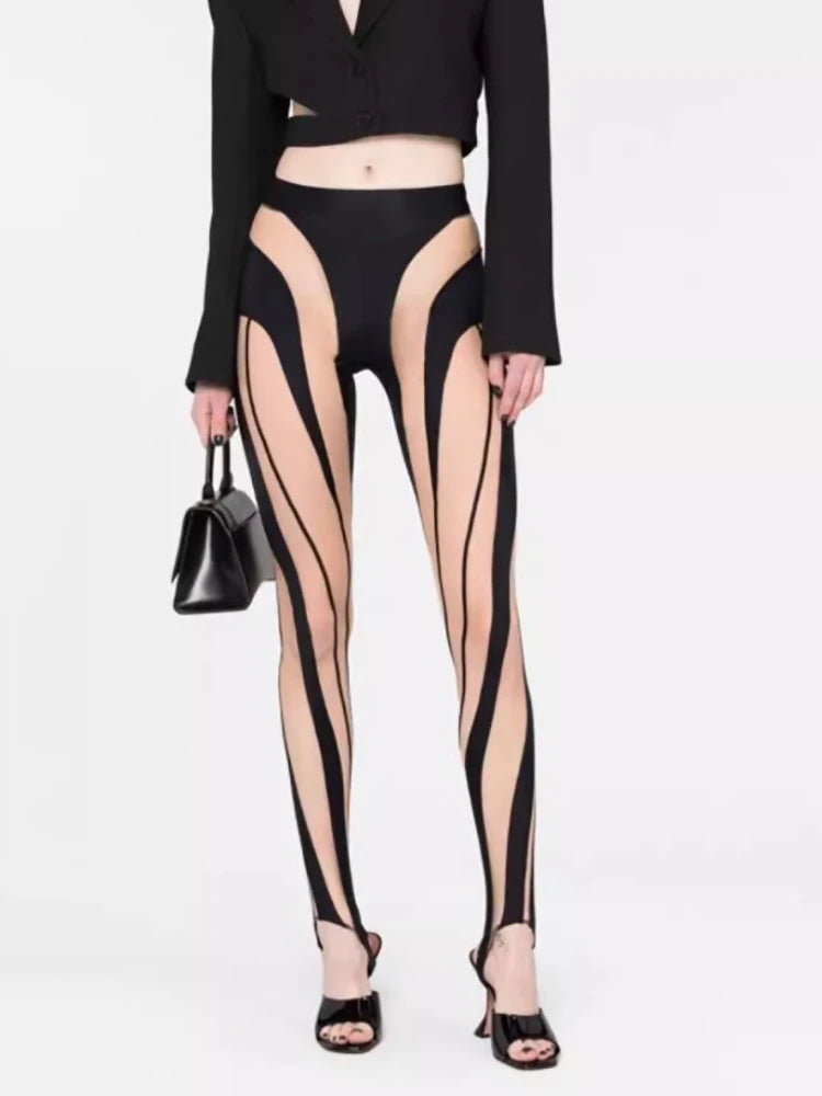 Color Block Mesh Splicing Leggings | Tajstylo