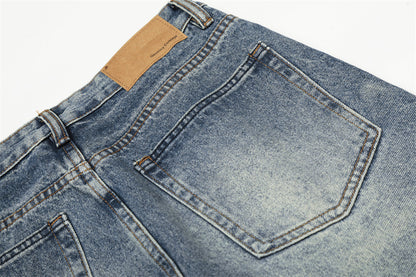 Distressed Blue Punk Straight Fit Jeans | Tajstylo
