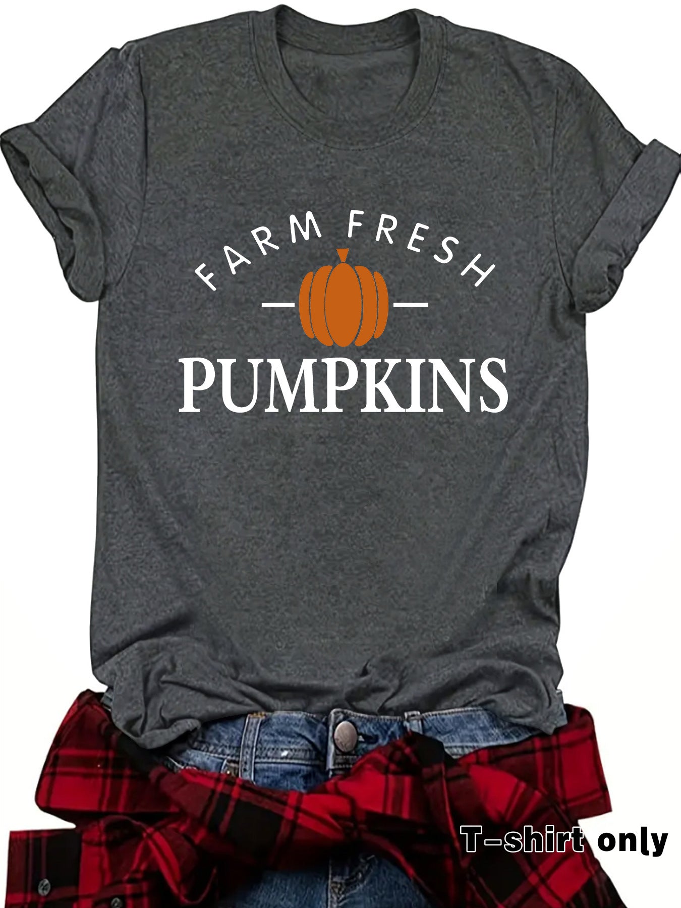 Pumpkin Print Short Sleeve Top | Tajstylo