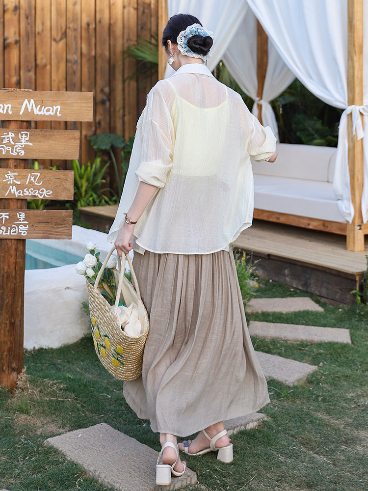 Belt Double Pocket Skirt | Tajstylo