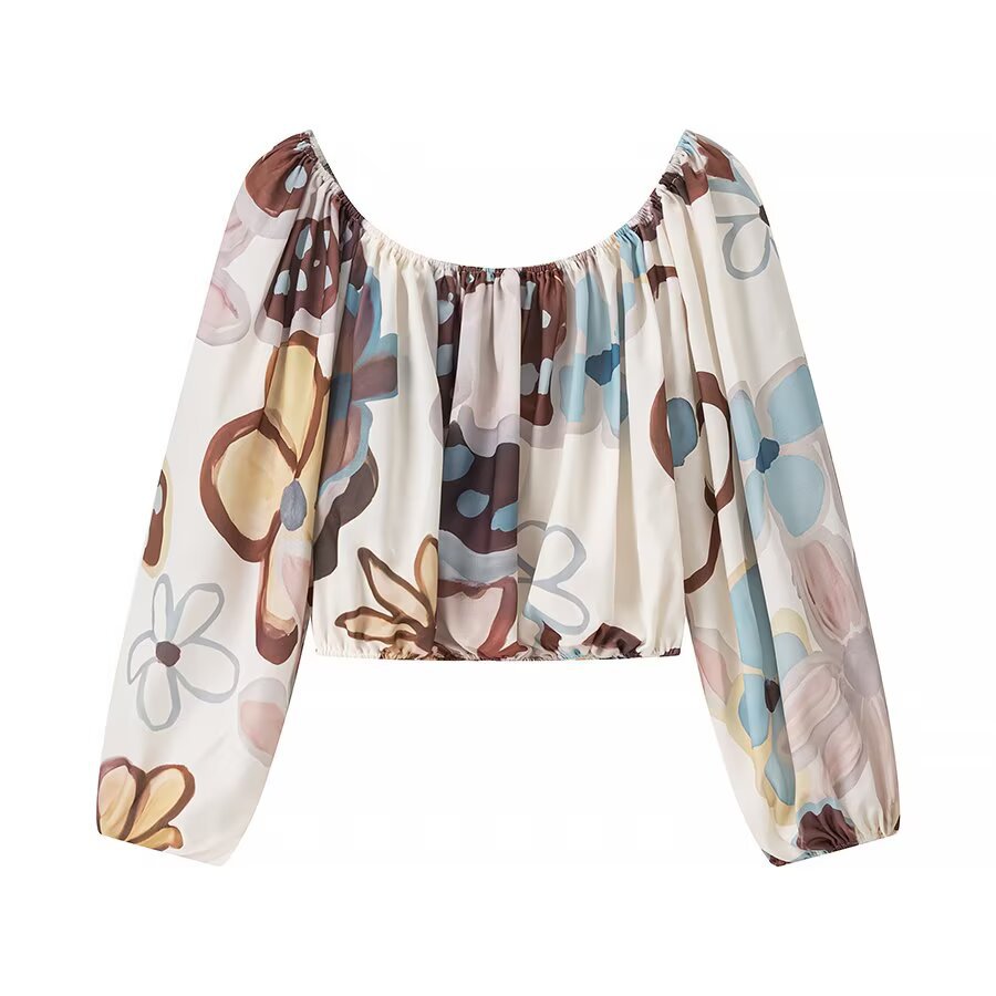 Retro Printed Long Sleeve Outfit | Tajstylo