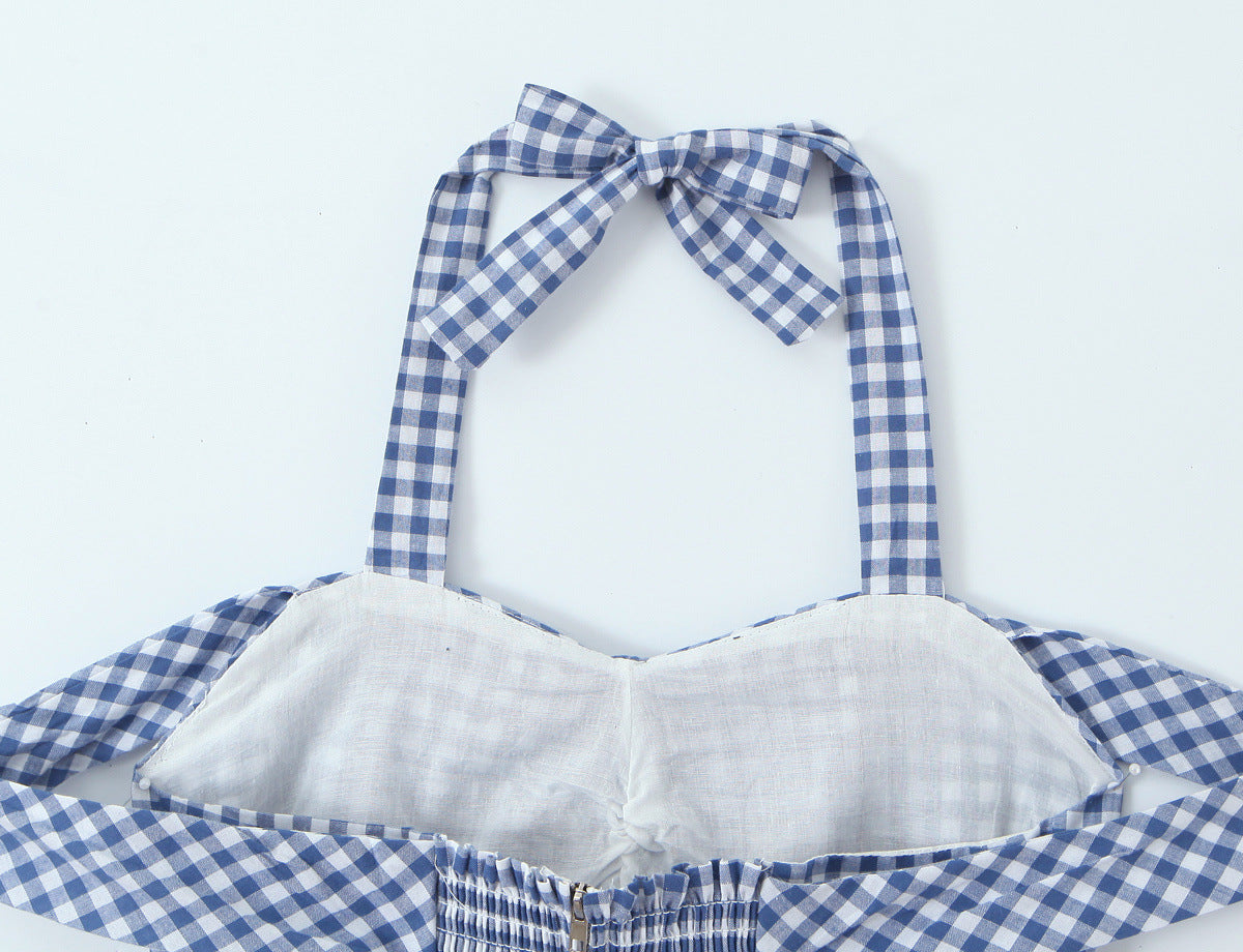 Plaid Bow Tie Neckline Bodycon Dress | Tajstylo