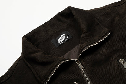 Graffiti Embroidery Flip Collar Jacket | Tajstylo