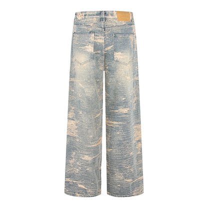 Street Style Washed Distressed Straight Leg Jeans | Tajstylo