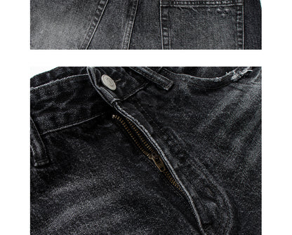 Lightning Pattern Distressed Fleece Jeans | Tajstylo