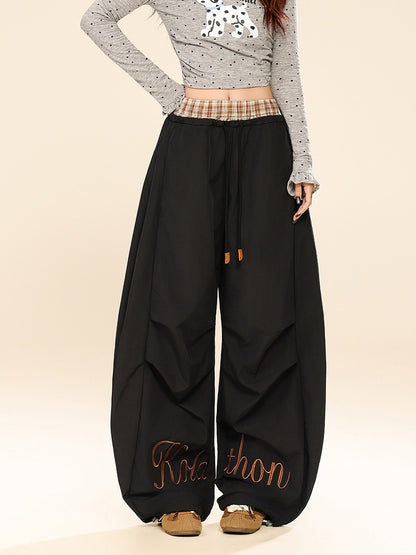 Plaid Patchwork Wide Leg Pants | Tajstylo