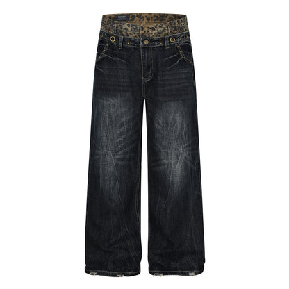 Woman wearing Black Denim Straight Leg Jeans in an urban setting