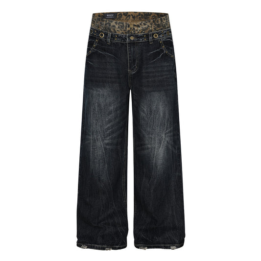 Woman wearing Black Denim Straight Leg Jeans in an urban setting