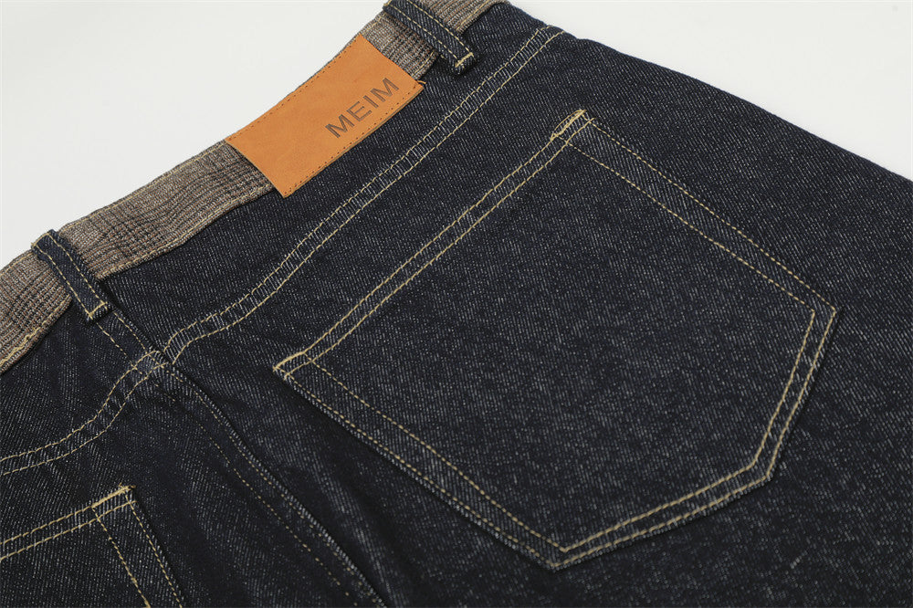 Splicing Denim Straight Leg Pants | Tajstylo