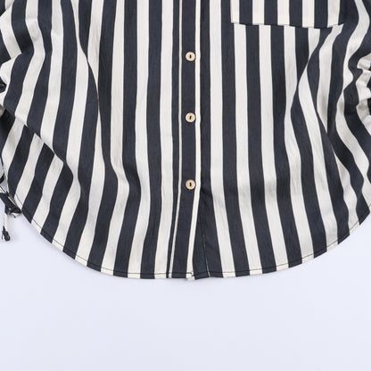 Lace Up Striped Shirt | Tajstylo