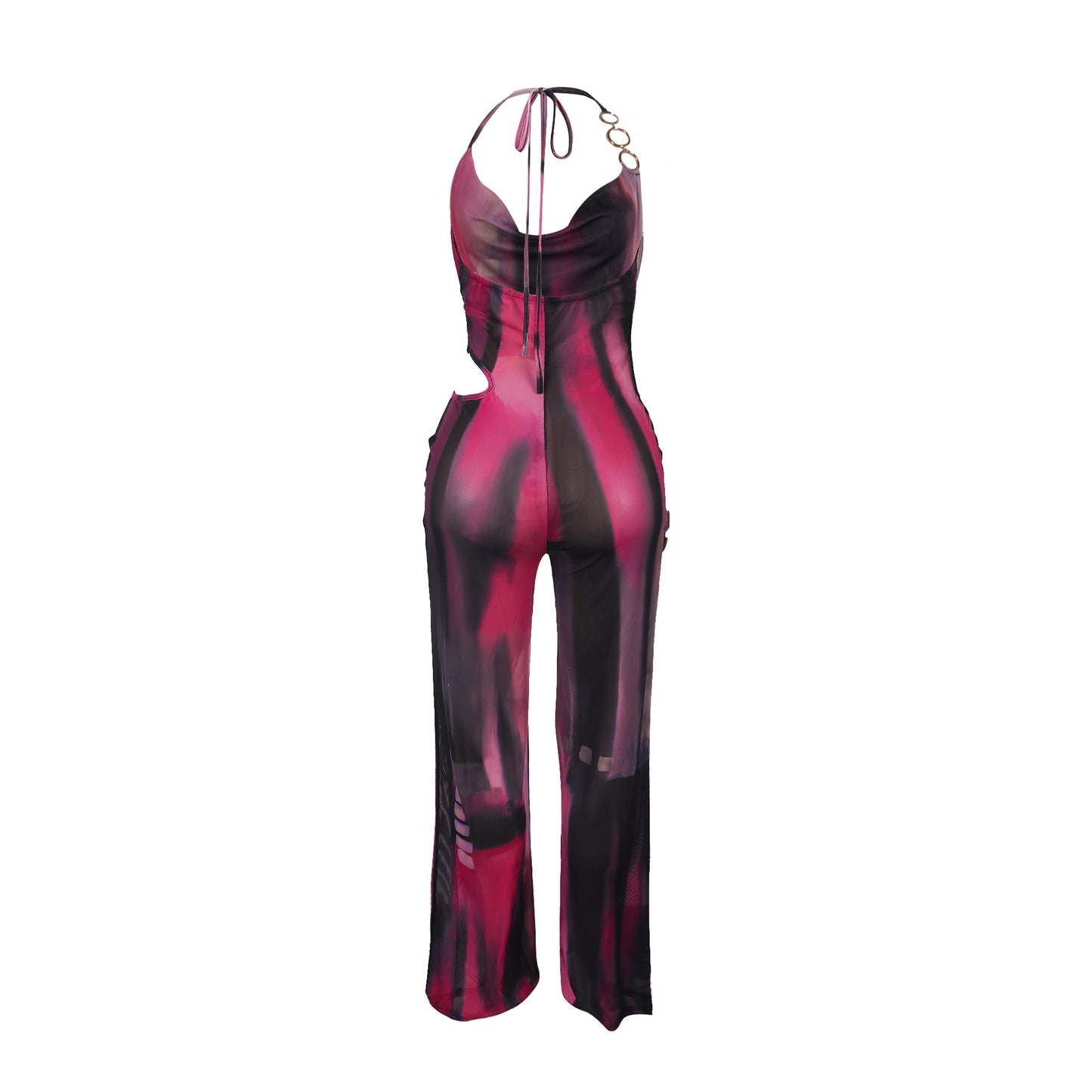 Flattering Mesh Printed Jumpsuit | Tajstylo