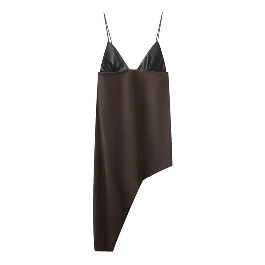 Woman wearing Spicy Girl Splicing Asymmetrical Top in a stylish urban setting