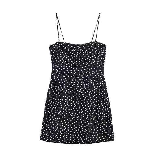 Polka Dot Mini Suspender Dress | Tajstylo