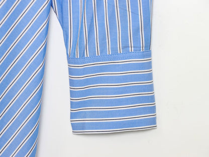 Elegant Stripe Polo Collar Long Sleeve Dress | Tajstylo