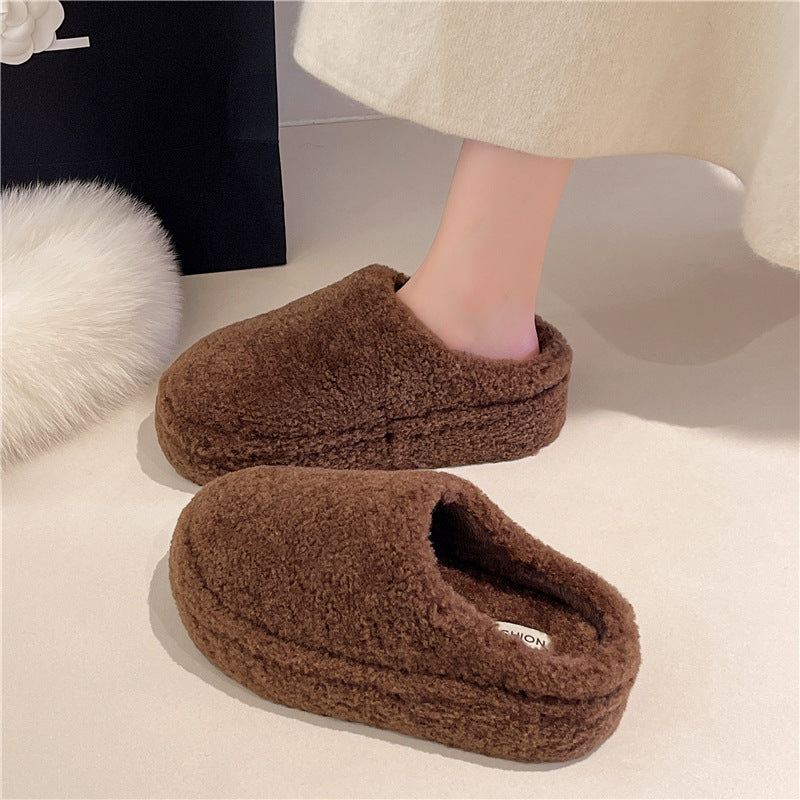 Women's Velvet Open-Toe Flat Half Slippers — Indoor & Casual Wear – Side View | TajStylo