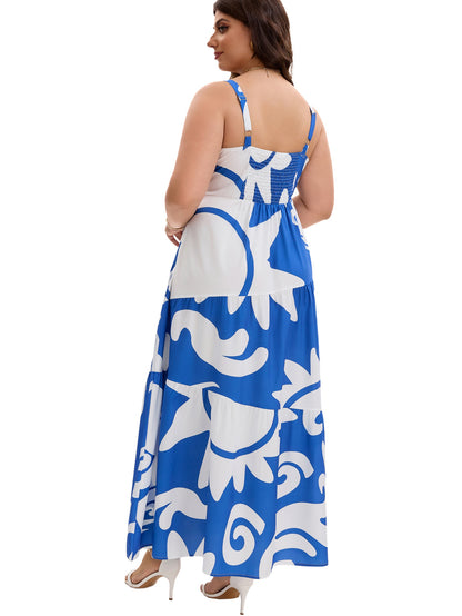 Geometric Print Layered Maxi Dress | Tajstylo